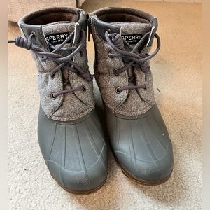 Sperry Gray Syren Gulf Wool Quilt Waterproof Duck Ankle Boots